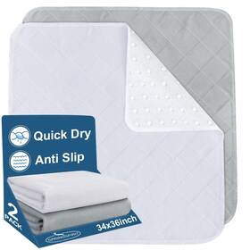 0112249 Springspirit Bed Pads Washable Waterproof Anti Slip Incontinence Underpad 34x36 2 Pack