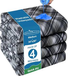 11444 Springspirit Washable Underpads 4 Pack 34 Inch X 36 34x36 Inch-4 Plaid