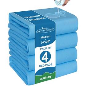 Usbc10657 Springspirit Waterproof Incontinence Pads 34 X 36 Pack Of 4 Washable And Reusable Under