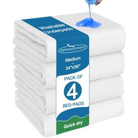 Usbc10992 Springspirit Waterproof Incontinence Bed Pads 34ftft X 36ftft Pack Of 4 Washable Underpad C