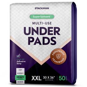 Stack Man 726084320796 Disposable Bed Pads For Incontinence 30x36 50-count Ultra Absorbent Pup