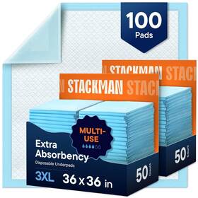 Stack Man 744110931266 100 Pack Chucks Pads Disposable Adult Underpads 36 Inch X36 Xxxl Super-absorbent
