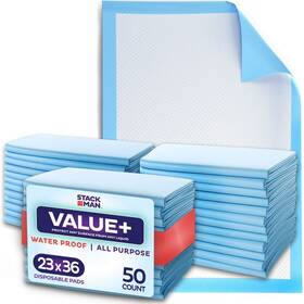 Stack Man 850010419442 Chucks Pads Disposable Underpads 23x36 Incontinence Chux Absorbent 50 Pack