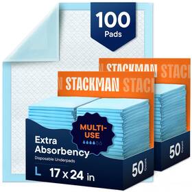 Stack Man 850024098626 Chucks Pads Disposable 100-pack Multi-purpose Pee - 17 Inch X 24 Blue