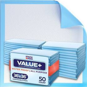 Stack Man 850056159449 Chucks Pads Disposable 36x36 Underpads 50-pack Incontinence Chux Absor