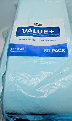 C5vps4nqz Stack Man Stackman Disposable Underpads 23x36 Inch Pack Of 3 150 Ct Super Absorbent Pads