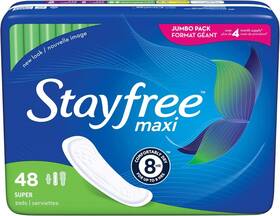 7036 Stayfree Maxi Super Long Wingless Reliable Protection 48 Count Pack Of 1