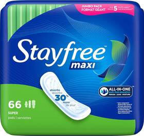 Stayfree 794168531802 Maxi Pads For Women Super - 66 Count Pack Of 1