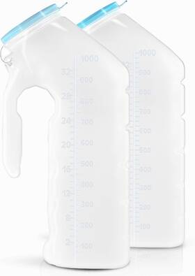 Stock Your Home 711181204650 Male Urinal With Glow In The Dark Lid 2 Bottles 32 Oz Urine For Men