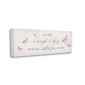 Stupell Industries 196216099454 Clothed In Strength And Dignity Phrase Pink Butterflies Designed By Daphne P