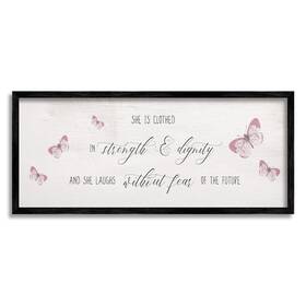 Stupell Industries 196216099508 Clothed In Strength And Dignity Phrase Pink Butterflies Designed By Daphne P