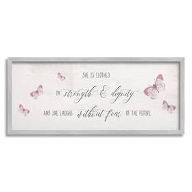 Stupell Industries 196216099515 Clothed In Strength And Dignity Phrase Pink Butterflies Designed By Daphne P