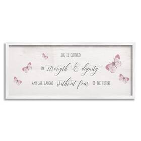 Stupell Industries 196216099546 Clothed In Strength And Dignity Phrase Pink Butterflies Designed By Daphne P