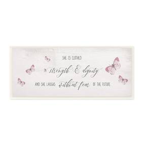 Stupell Industries 196216099553 Clothed In Strength And Dignity Phrase Pink Butterflies Designed By Daphne P