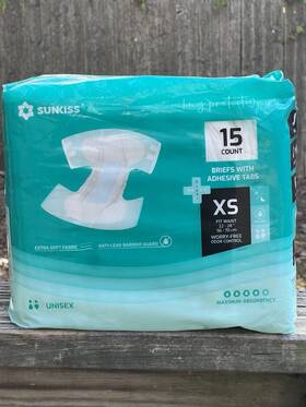 Sunkiss 971155843627 New 15ct Briefs In White Size Xs Adult Diaper 22 Inch -28 Free Shipping