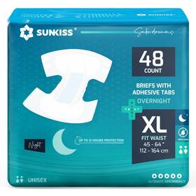 Sunkiss 971155843719 Trustplus Overnight Adult Diapers With Tabs Unisex Disposable Incont