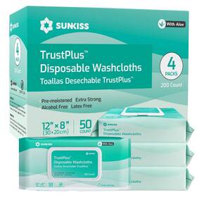 Sunkiss 971155845065 Trustplus Wet Wipes For Adult Extra Thick 8 Inch X12 Body Cleaning With Al