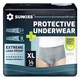 Sunkiss 971155846062 14 Ct Xlarge Incontinence Underwear For Men Daytime Disposable Adult