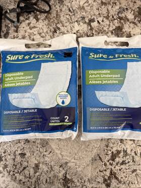 Sure & Free 850022917509 New-sure And Disposable Adult Underpad 2 Packs Of Pads-fast Ship