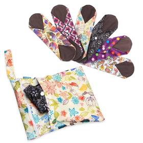 Ty06401 Teamoy New 7pcs Sanitary Pad 11.6 Inch Reusable Menstrual Pads Regular Jungle Bag
