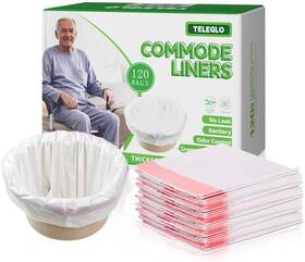 Teleglo 313027276250 Commode Liners 120pcs Bedside Disposable-portable Toilet Bags