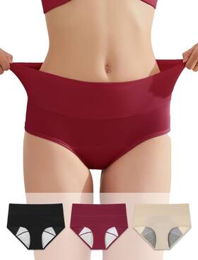 Telewee 975331793577 3 Pack Medium Washable Leakproof Period Underwear Reusable Incontinence Panties
