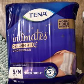 Tena 1-866-275-8362 Intimates Women S Overnight Incontinence Pants S/m 600ml White 16ct