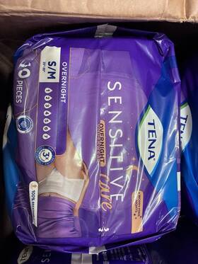 Tena 100002290 8 Packs Sensitive Care Overnight Incontinence Pants S/m White 10 Ct Each