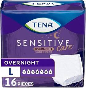 Tena 305730705417 Sensitive Care Overnight Incontinence Underwear For Women Large 16 Count