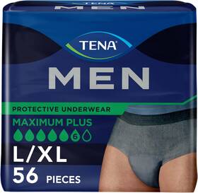 Tena 313101141146 Incontinence Underwear For Men Maximum Plus Absorbency L/xl 56 Count Wa