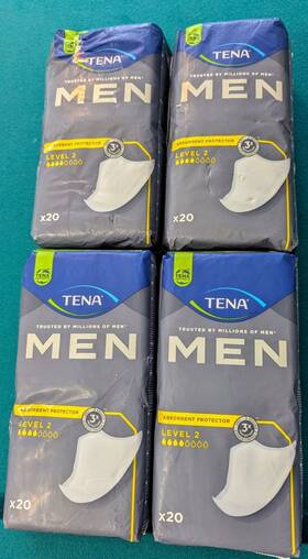Tena 322541501154 Men Moderate Incontinence Pads 20 Ct Per Package Lot Of 4 New 80 Total