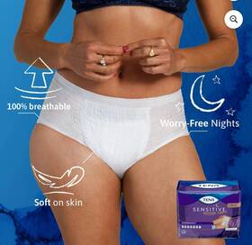 37961-09 Tena Sensitive Care Overnight Underwear Xl Disposable Breathable Odor Control