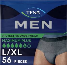54152 Tena Men Protective Underwear Maximum Plus L/xl 56 Ct New Sealed