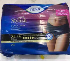 544498 Tena Women Xl Maximum Incontinence Underwear Stylish Black 14 Ct