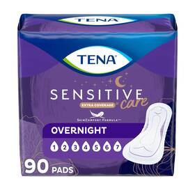 Tena 618578260261 Sensitive Care Extra Coverage Overnight Incontinence Pads 90 Ct
