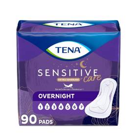 Tena 629721695700 Sensitive Care Extra Coverage Overnight Incontinence Pads 90 Ct Free Ship