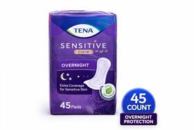 Tena 744110086621 Sensitive Care Overnight Pads 45 Count Extra Coverage Leak Protection