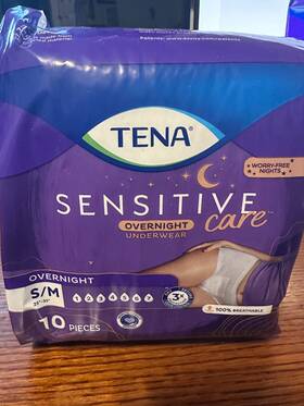 Tena 748927023015 Sensitive Care Overnight Incontinence Underwear For Women S/m 10 Count