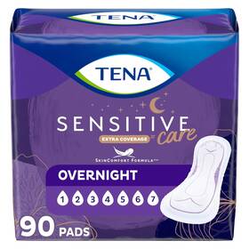 Tena 768702543095 Sensitive Care Incontinence Pads For Women Overnight Absorbency 90 Count