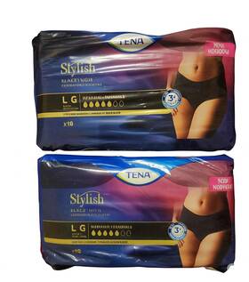 Tena 768702544467 Stylish Black Underwear Women 16 Ct Adult Diapers Size L Maximum