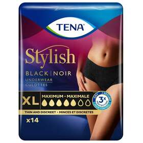 Tena 768702544498 Black Stylish Incontinence Protective Underwear For Women Xl 14 Count