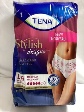Tena 768702544641 Stylish Maximum Incontinence Underwear For Women Large 32 Count 2 Packs
