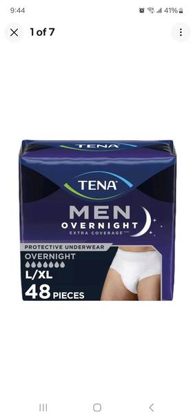 Tena 768702557351 Incontinence Underwear For Men Overnight Absorbency Extra Coverage