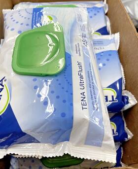 X12.5 Tena 768702657266 12 Packs 48 In Each 576 Ultra Flush Large Flushable Washcloths 7.5 Inch