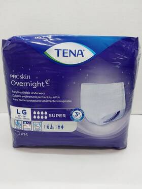 Tena 768702723251 New Proskin Overnight Large 45-58 Inch Super Absorbent Underwear Incontinence