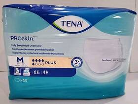 Tena 768702726320 Plus Proskin Unisex 20 Count Adult Diapers Medium 34 Inch - 44 100% Breathable