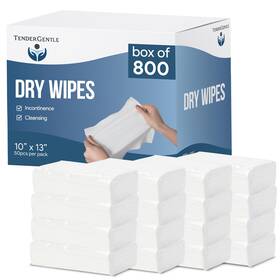 Tg-07277 Tendergentle Dry Wipes For Adults - 800 Unscented Washcloths 10 In X 13