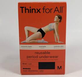 0012120 Thinx For All Reusable Period Underwear 1 Pair Black Sz Medium Super Absorbency