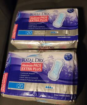 Sp1573 Total Dry 2 Packs Of Moderate Pads Extra Plus Bladder Control Protection