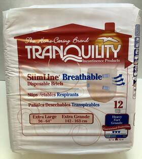 Tranquility 070319023076 Slimline Adult Brief Large 56ftft - 64ftft Heavy Absorbency 72/case